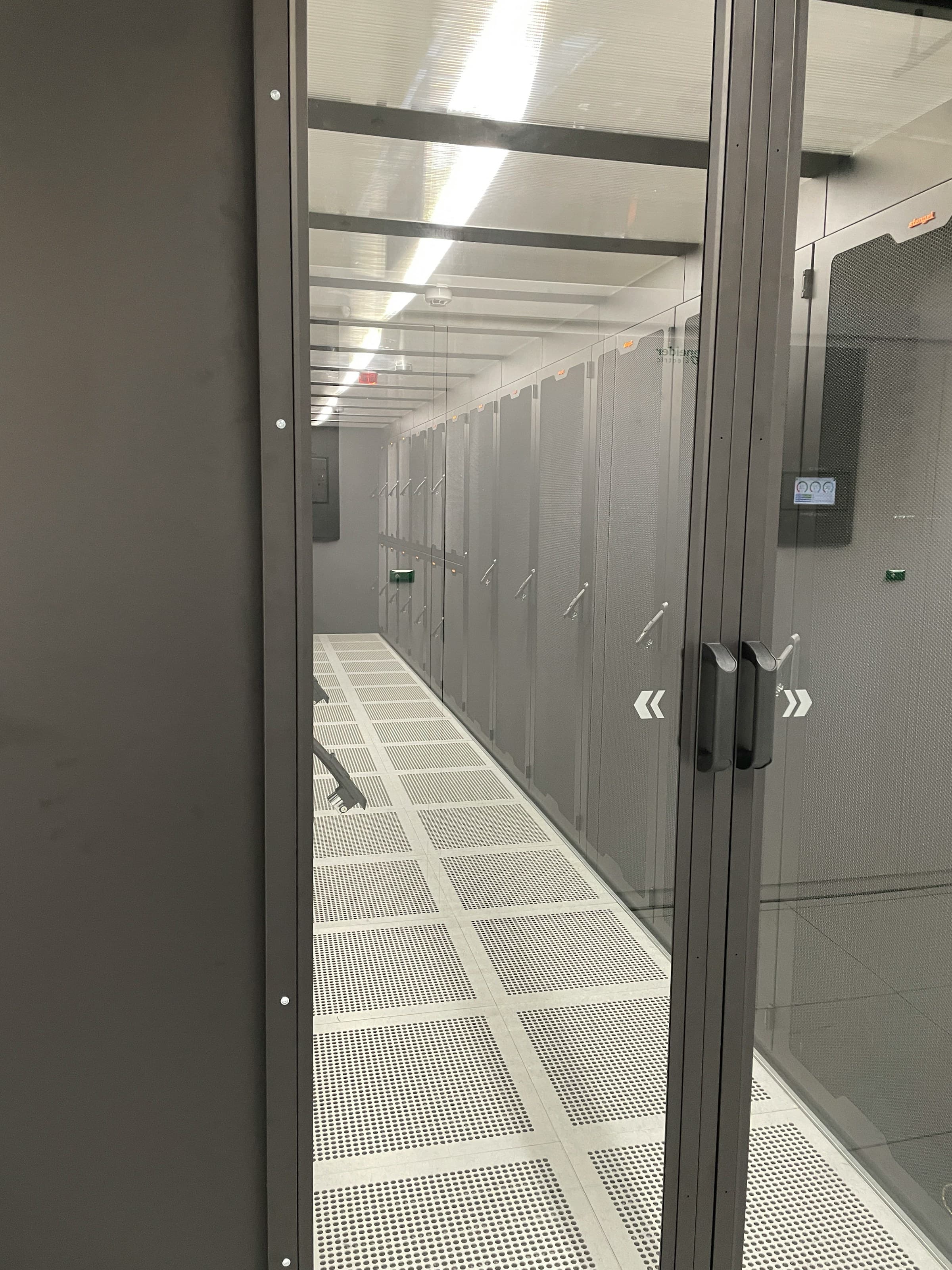 Interior corridor of a data center facility for sovereign AI infrastructure